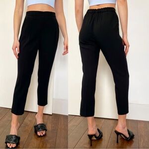 Aritzia Babaton Cohen Crepe Pleated Pull On Crop Pants Black Size 6